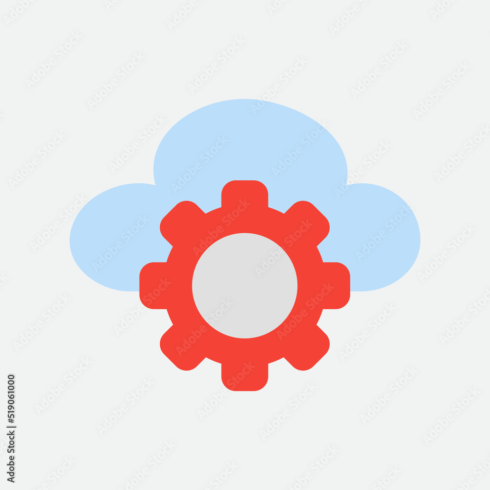 Settings icon in flat style about cloud computing, use for website mobile app presentation Settings icon in flat style about cloud computing, use for website mobile app presentation