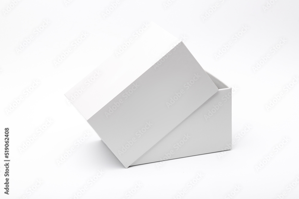 Mock up white cardboard box on white background Mock up white cardboard box on white background