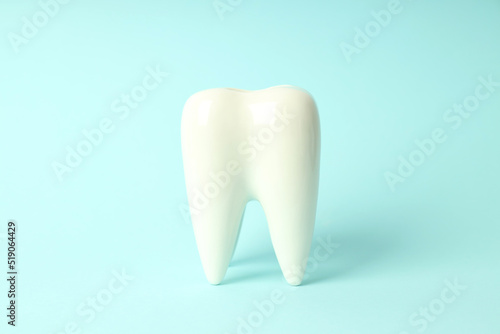 Concept of dental care on blue background