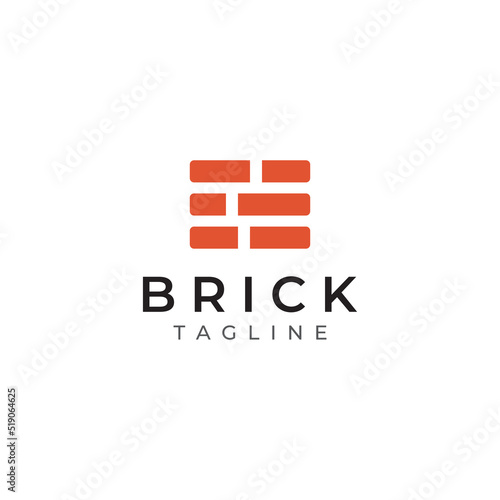 Brick company logo for building construction and wall repair. With vector illustration.