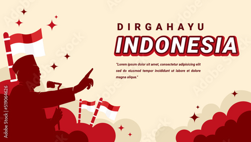 Indonesia hero patriotic man independence day banner background template design