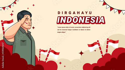 Indonesia patriotic independence day banner template design