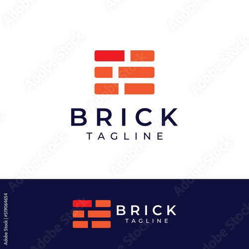 Brick company logo for building construction and wall repair. With vector illustration.