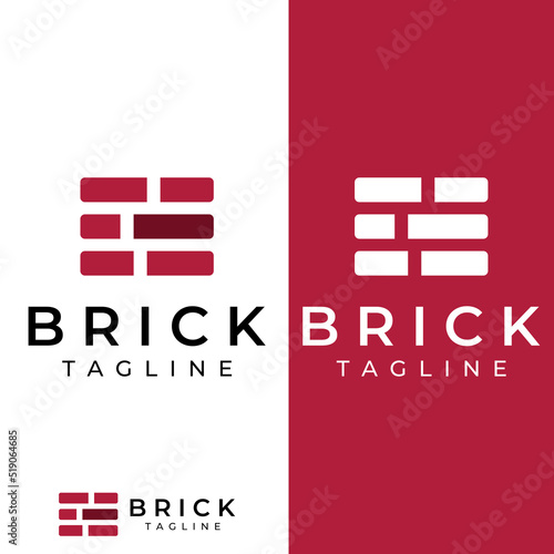 Brick company logo for building construction and wall repair. With vector illustration.