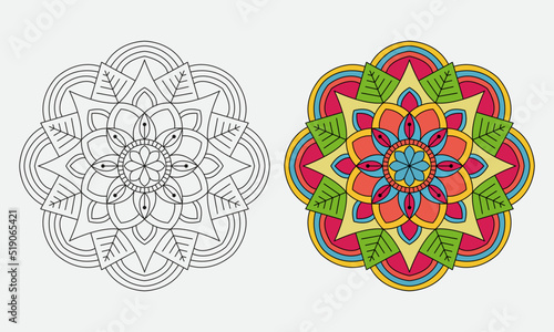 Mandala, Mehndi, tattoo, decoration. Decorative, Coloring pages. 