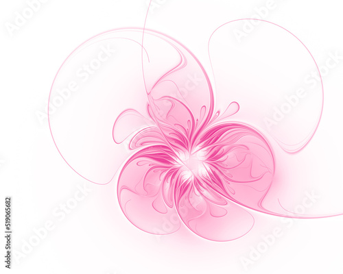 Pink fractal flower on white background