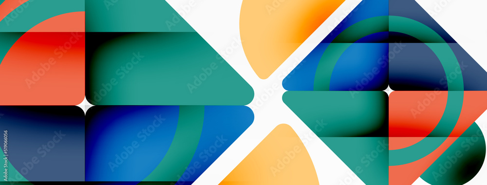 Creative geometric wallpaper. Minimal abstract background. Triangles and circles composition vector illustration for wallpaper banner background or landing page Creative geometric wallpaper. Minimal abstract background. Triangles and circles composition vector illustration for wallpaper banner background or landing page