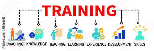 Training Banner.  learning banner.  Training vector illustration concept with icons.