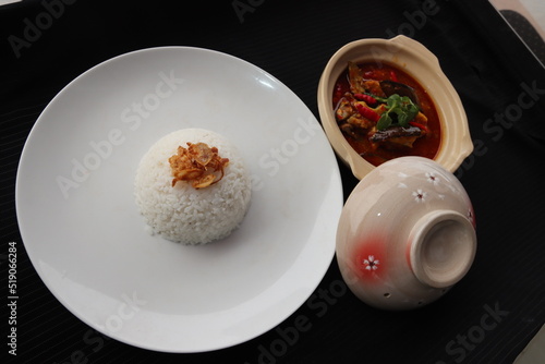 steam rice and talapia soup  photo