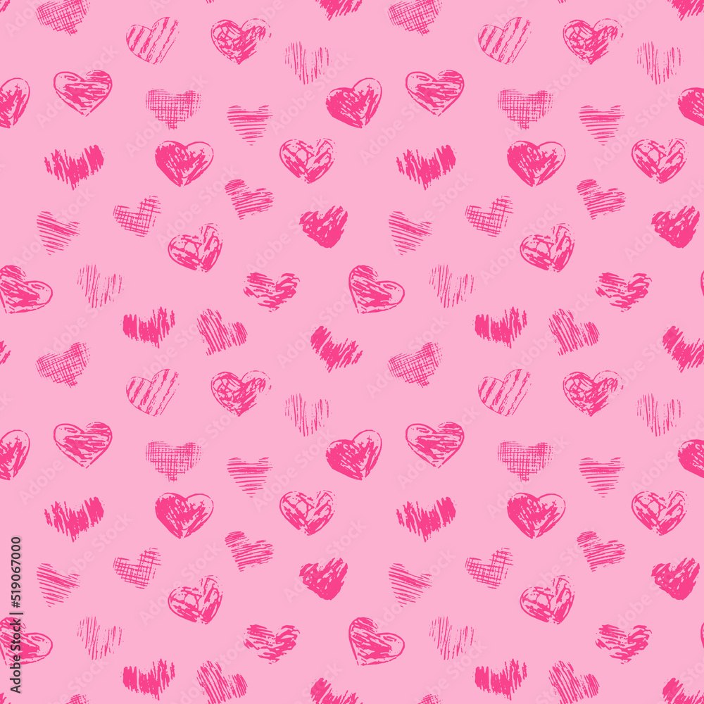 heart seamless pattern hand drawn doodle. vector, minimalism. textiles, wrapping paper, background, wallpaper. love, valentine day