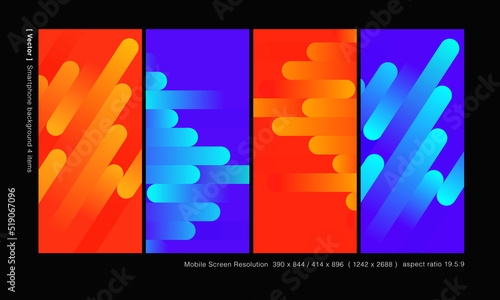 アスペクト比19.5 : 9のスマートフォン用縦型ベクター背景画像4点セット
