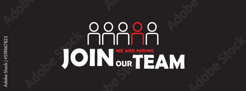 join our team sign on white background	