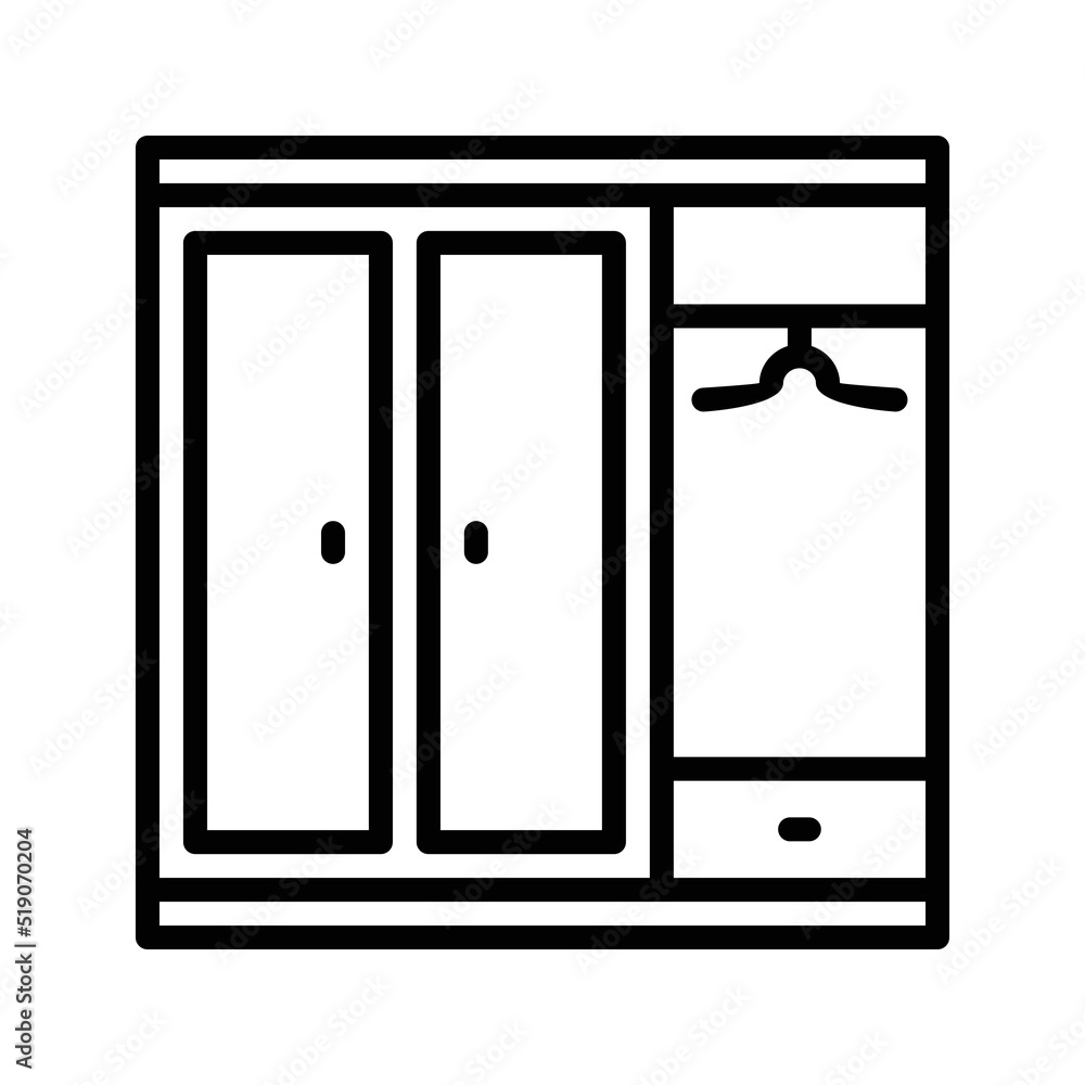 Wardrobe icon black outline vector Wardrobe icon black outline vector