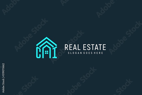 Initial letter CI roof logo real estate with creative and modern logo style