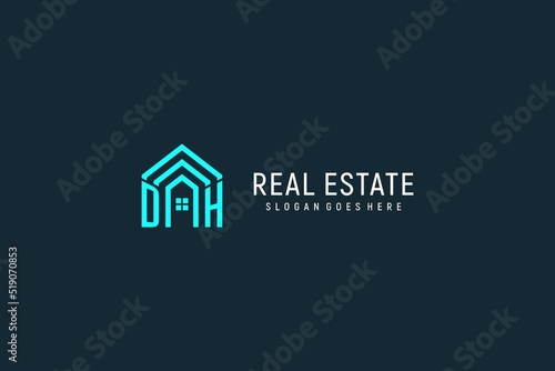 Initial letter DH roof logo real estate with creative and modern logo style