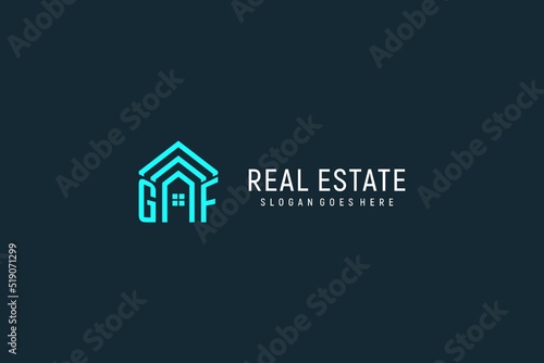 Initial letter GF roof logo real estate with creative and modern logo style
