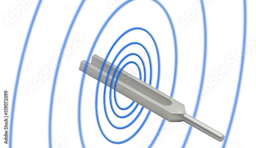 tuning fork with sound wave 3d