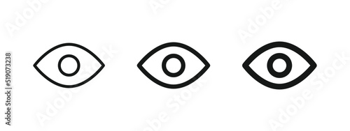 eye icon sign, vision icon, see view icons - eyesight symbol - sight look sign set