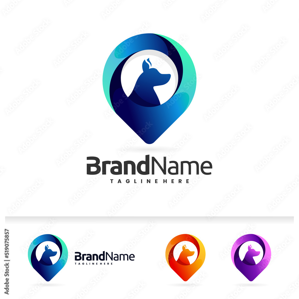 Dog location logo in colorful style Dog location logo in colorful style