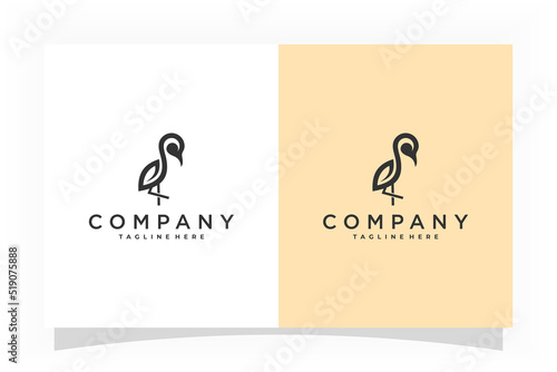 stork logo in mono line style, tork logo in line art concept, animal monoline logo icon photo