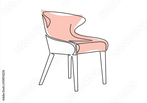one line drawing of isolated vector object - modern chair