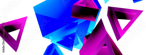 3d triangle abstract background. Basic shape technology or business concept composition. Trendy techno business template for wallpaper, banner, background or landing