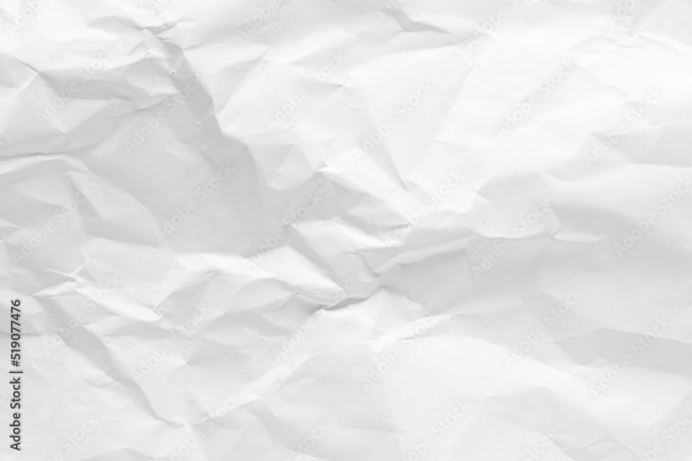 Obraz premium White crumpled paper texture background, clean white wrinkled paper, top view.