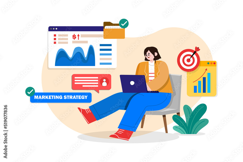 Obraz premium Businesswoman Working On Marketing Strategy