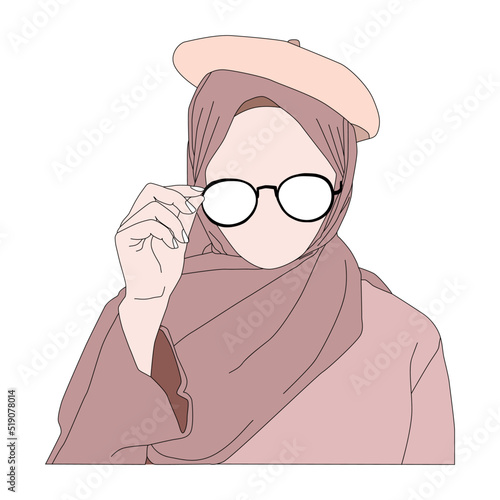 vector illustration of muslim woman wearing hijab