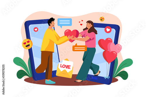 Online Dating Call Illustration concept. Flat illustration isolated on white background