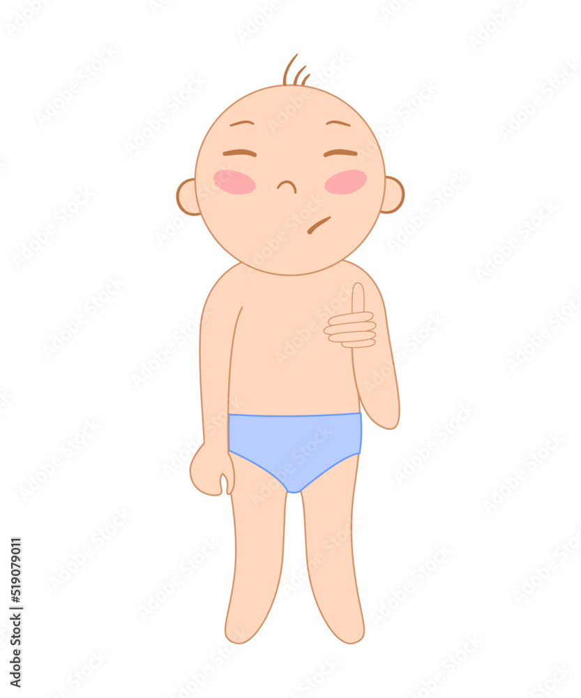 Vector illustration of cartoon child toddler. Drawing isolated on white background Vector illustration of cartoon child toddler. Drawing isolated on white background
