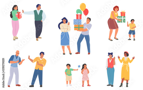 Resentment concept vector adults and kid set