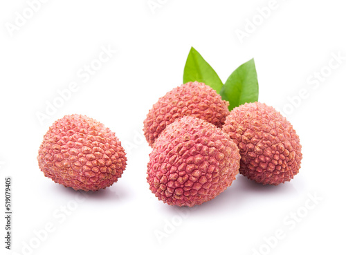 Lychee fruits with leaves