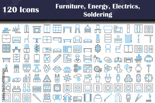 120 Icons Of Furniture, Energy, Electrics, Soldering