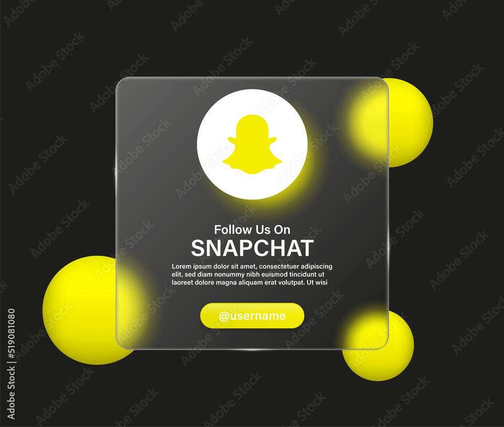 follow us on snapchat in glassmorphism background with transparent