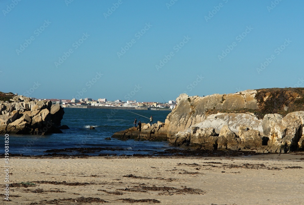 Rough rocky Atlantic coastline near Peniche, Centro - Portugal 