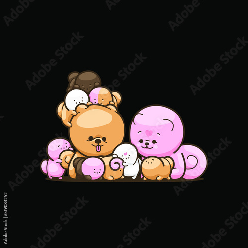 Pomeranian Spitz Puppy Kawaii Style Cute Cartoon Character
