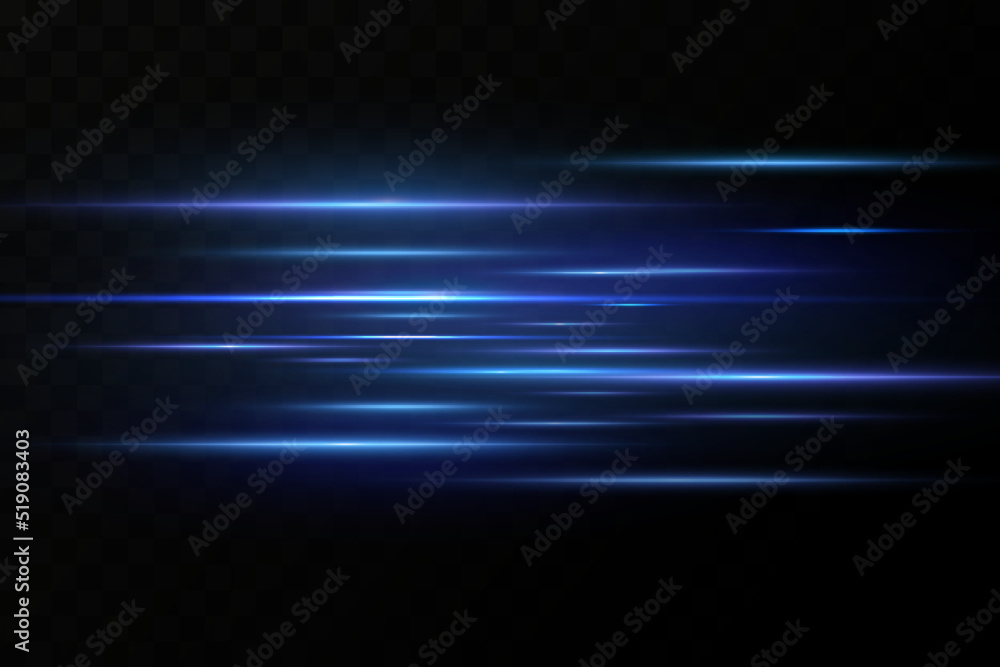 Obraz premium Vector illustration of a blue color. Light effect. Abstract laser beams of light. Chaotic neon rays of light .