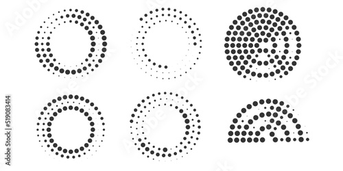 Set of halftone round dotted frames. Design element for frame, logo, web pages, prints, posters, template. © blagorodez