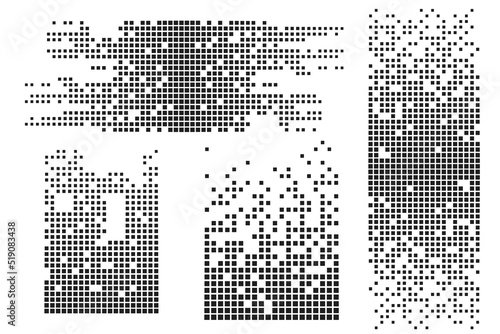 Pixel mosaic. Pixel decay illustration. Falling pixels. Abstract background.