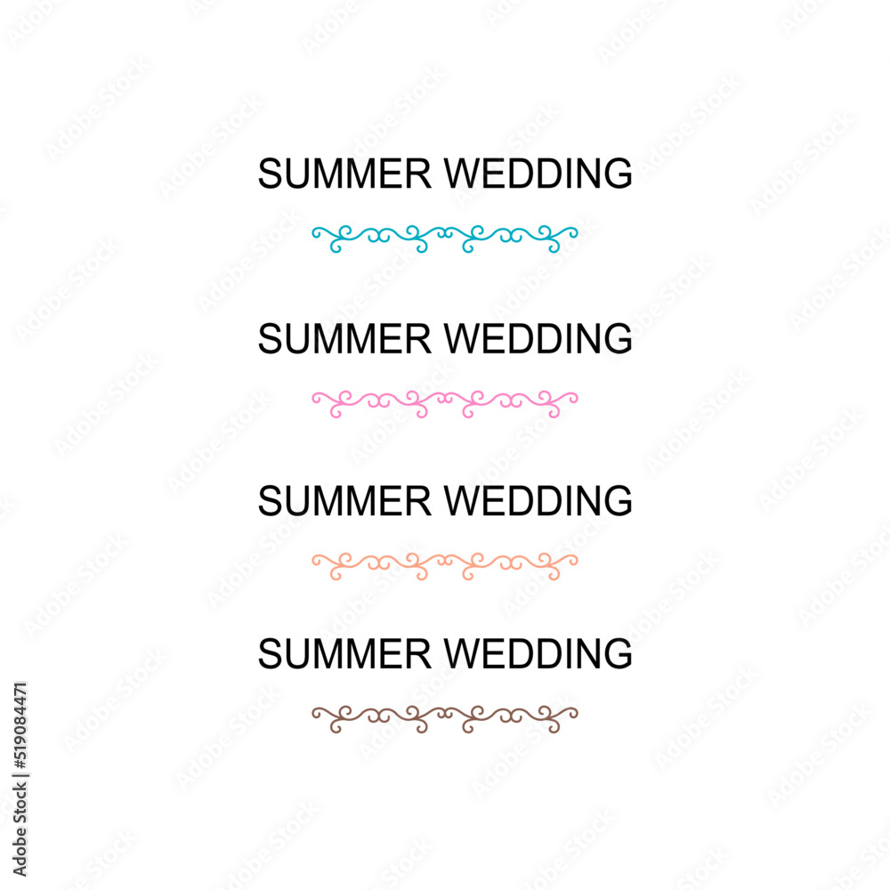 Obraz premium Summer Wedding Simple Design Ornaments isolated on White