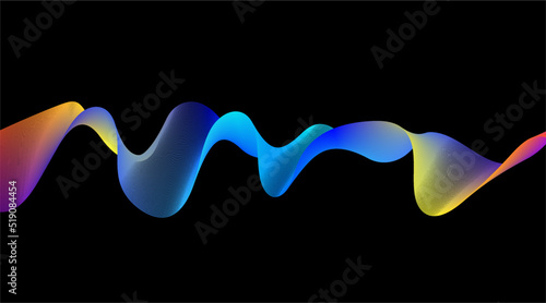 Abstract colorful smoke wave line colorful vector background. Music sound or energy concept. Universal geometric shape with liquid effect, vaporwave, synthwave shapes.