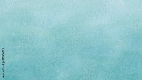 Light blue green abstract pattern. Gradient. Painted watercolor paper texture. Teal color art background with space for design.