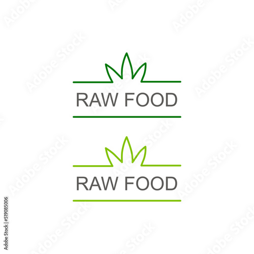 Raw Food Design Label isolated On White