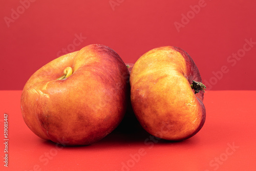 Donut Peaches isolated in red background