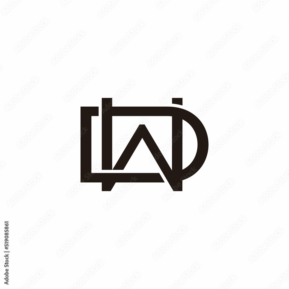 letter wd simple linked overlap 3d flat logo vector letter wd simple linked overlap 3d flat logo vector