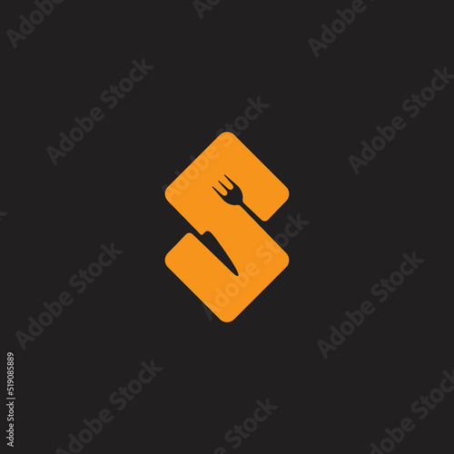 letter s steak restaurant fork knife symbol vector