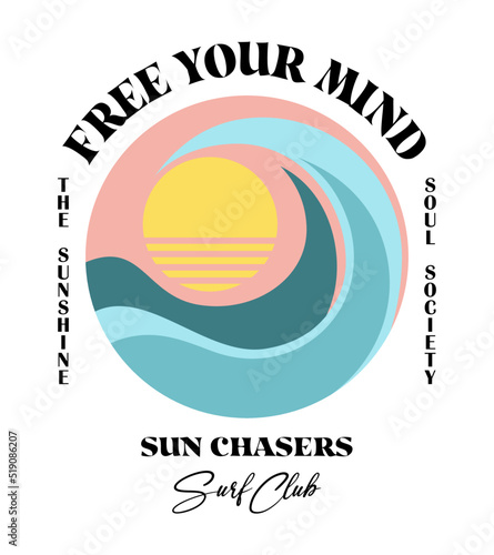 minimal sunset illustration with slogan and wordings for t shirt print designs