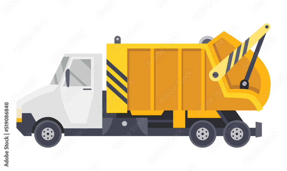 Garbage truck with auto loader. Collection and transportation of solid