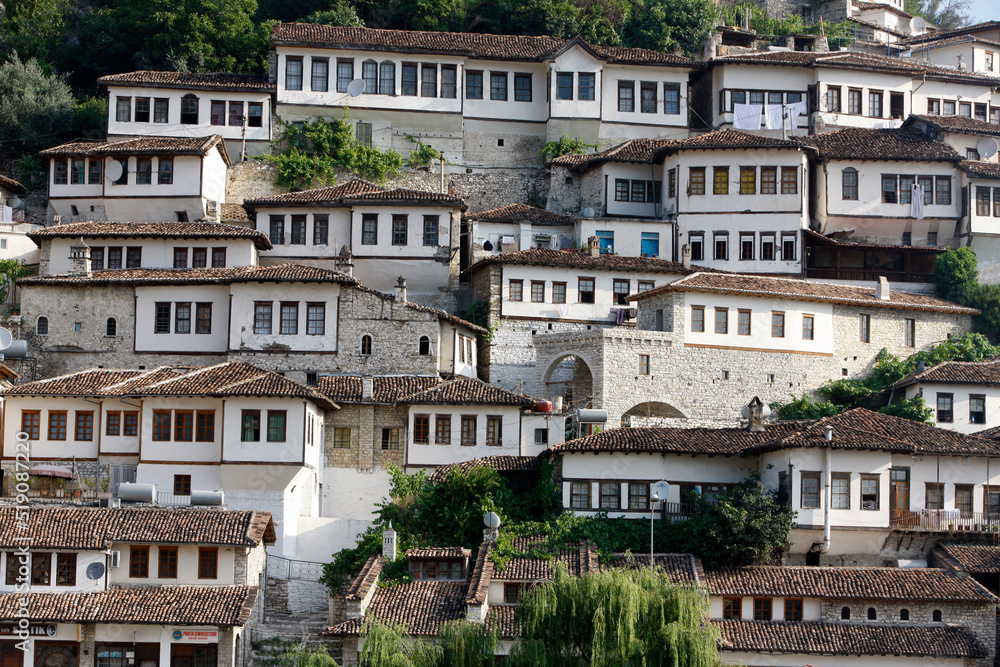 Berat riverfront buildings